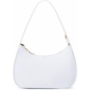 Women’s Nylonwhite1 Cute Hobo Tote Handbag Mini Clutch Purse with Zipper Closure